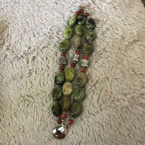Artisan made jasper, silver bracelet